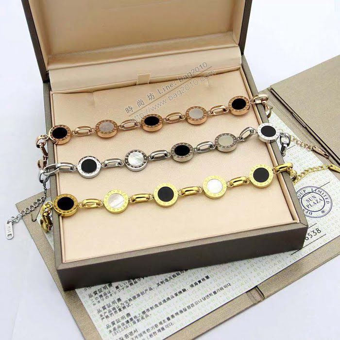 Bvlgari飾品 寶格麗手鏈黑白貝殼手鏈 玫瑰金 金色 銀色  zgbq3069